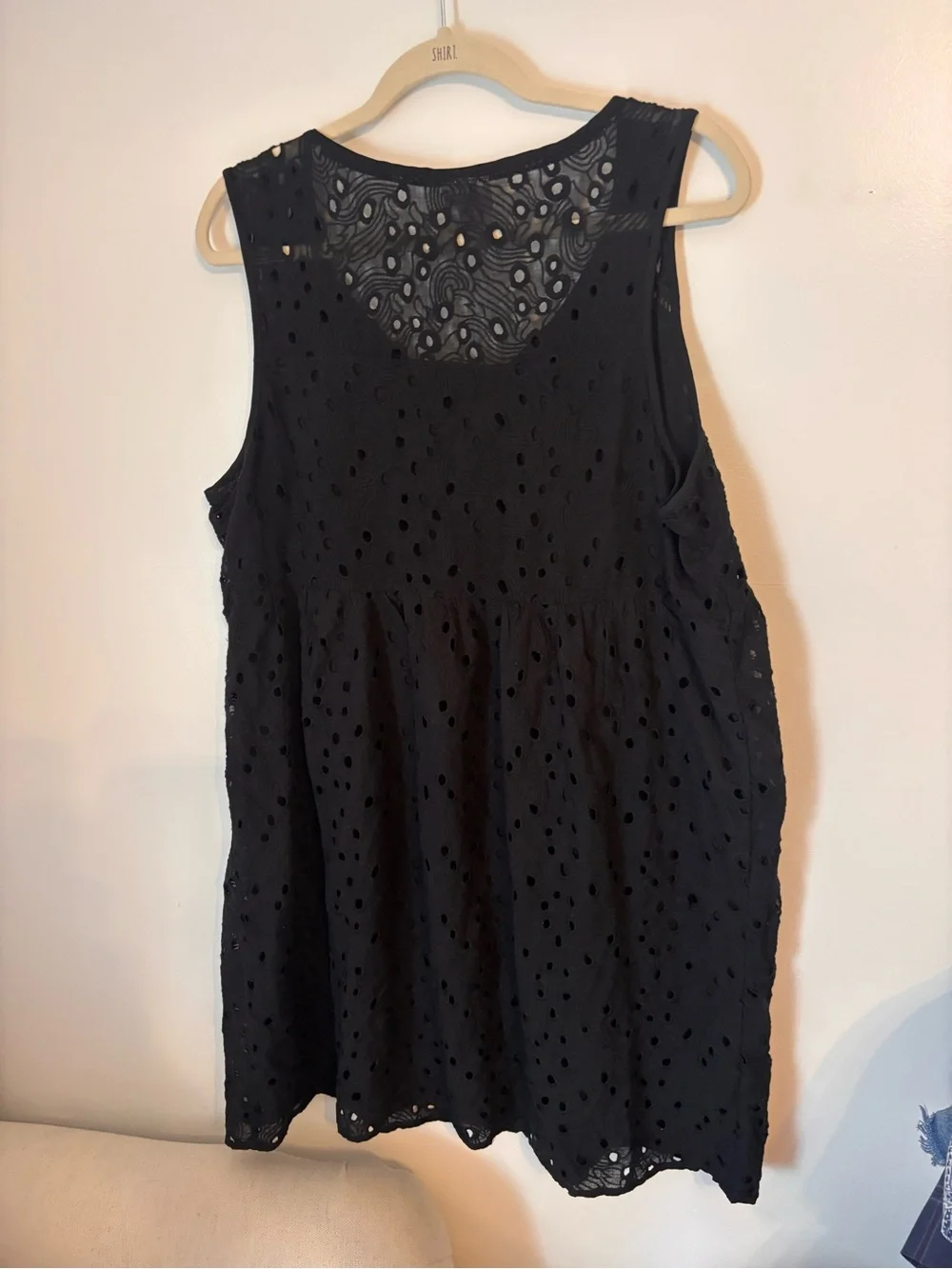 Knox Rose Black Eyelet Sleeveless Peasant Dress